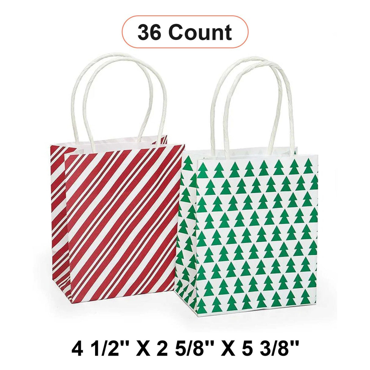Assorted Holiday Gift Bags Twist Handle - Contemporary (4 1/2''x2 5/8''x5 3/8'') -  6 EACH / PACKAGE