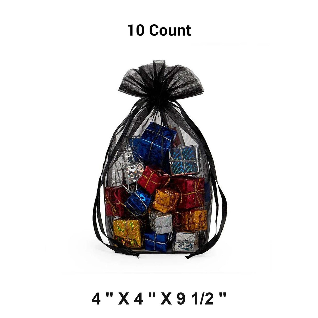 বিয়ের জন্য কার্ডবোর্ড স্কয়ার বটম অর্গানজা ব্যাগ ৪'' x ৪'' x ৯ ১/২''