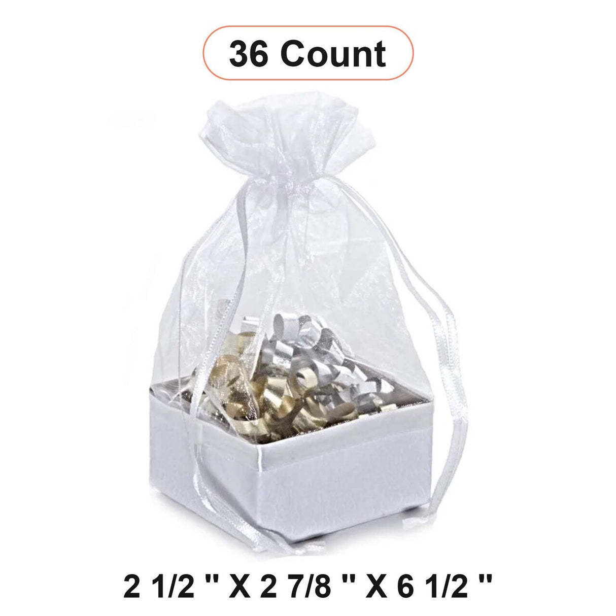 বাক্স অন দ্য বটম অর্গানজা ব্যাগ ২ ১/২'' x ২ ৭/৮'' x ৬ ১/২'' উপহার