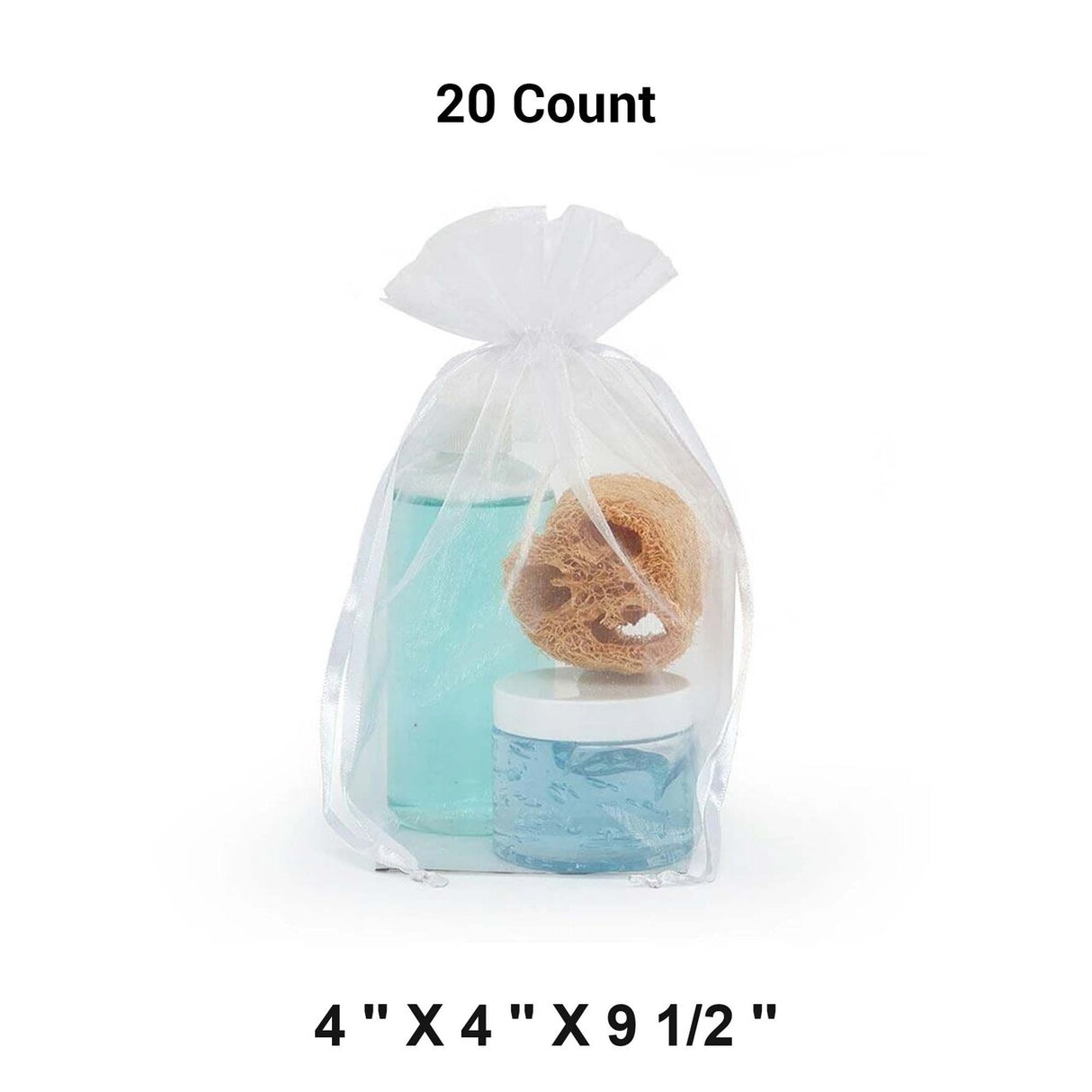 Cardboard Square Bottom Organza Bags 4'' x 4'' x 9 1/2'' for Favors