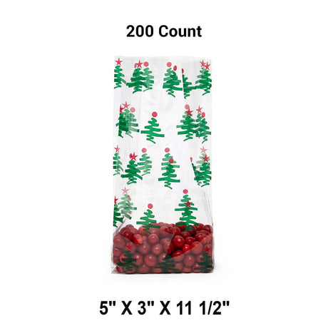 5” x 3” x 11.5” Holiday Cello Bags with Festive Patterns