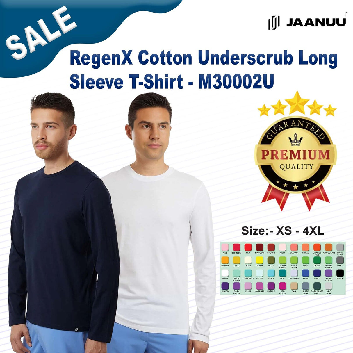 Jaanuu® RegenX Cotton Underscrub Long Sleeve T-Shirt