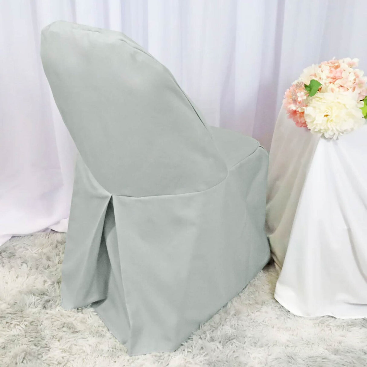 1 Piece Silver Polyester Chair Cover for Elegant Folding Seating