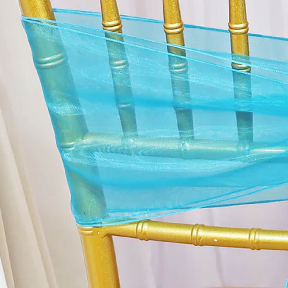 10 Pieces Turquoise Organza Chair Sashes 8"x108" Sheer Elegant Bow Accent