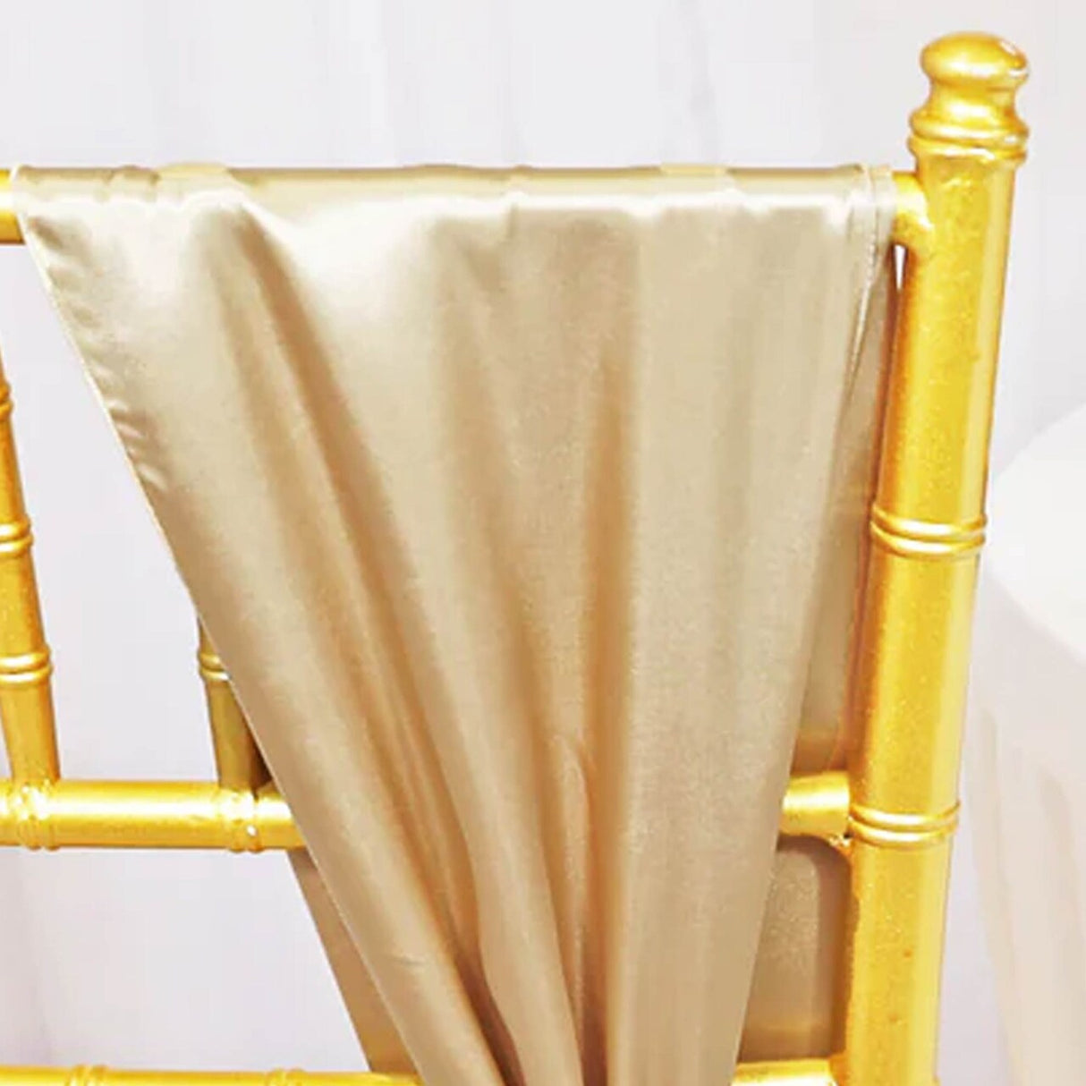 10 Pieces Champagne Satin Chair Sashes 8"x108" Elegant Event Decor