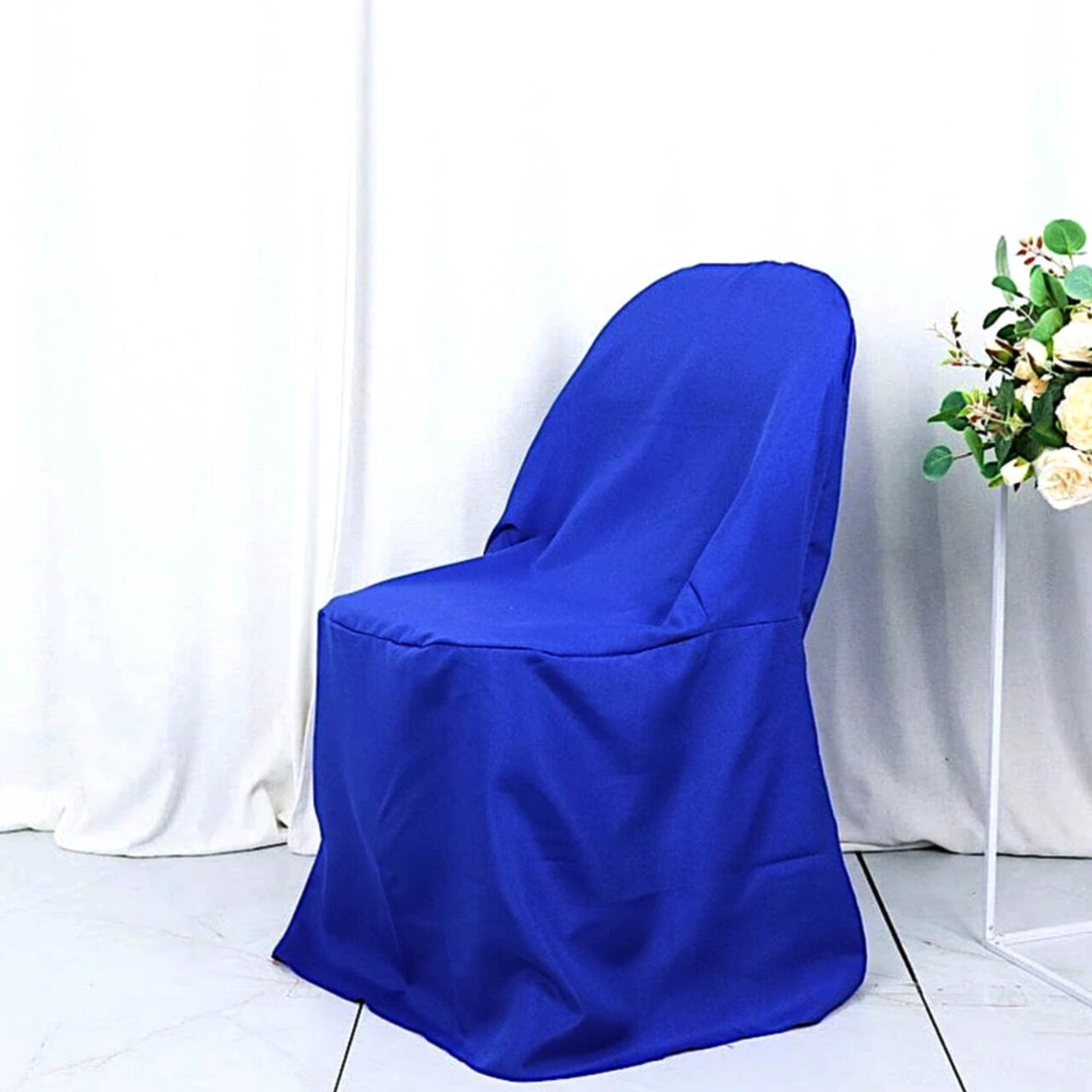 1 Piece Royal Blue Polyester Chair Cover for Premium Folding Seating