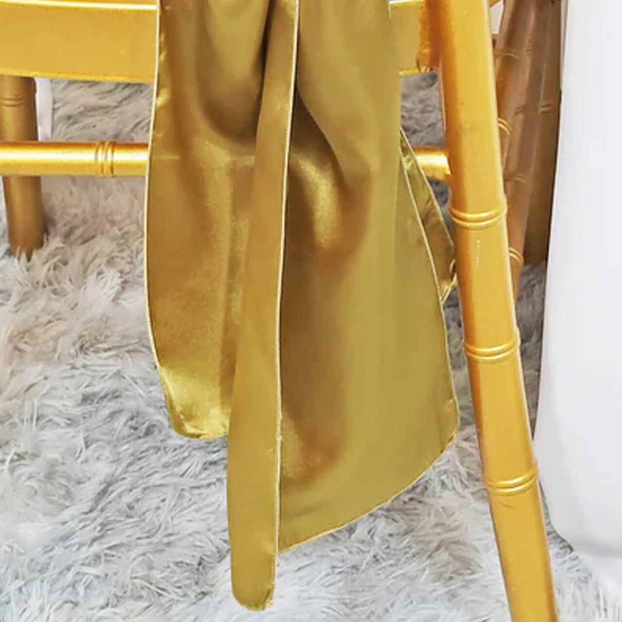 ১০ পিস অ্যান্টিক গোল্ড সাটিন চেয়ার স্যাশ ৮"x১০৮" গ্ল্যামারাস পার্টি অ্যাকসেন্ট