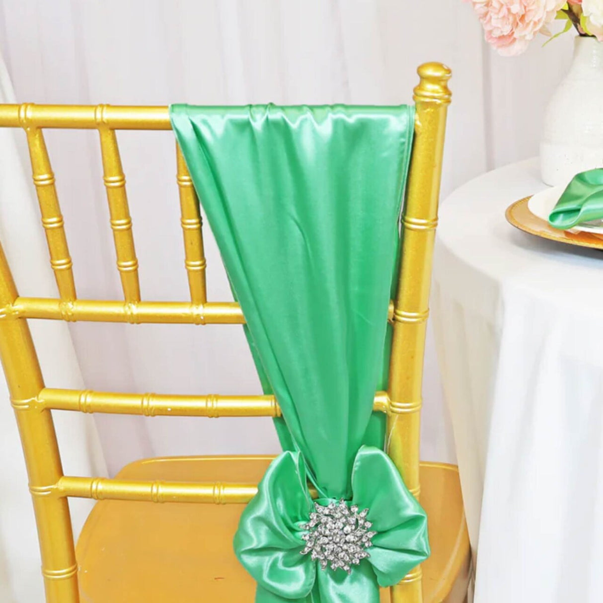 10 Pieces Sage Green Satin Chair Bands, 8"x108" Premium Event Sashes