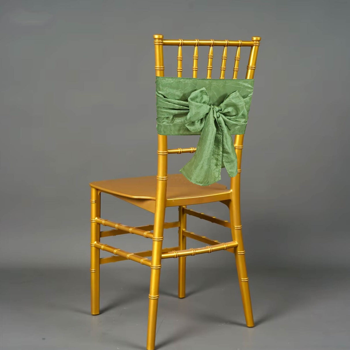 10 Pieces Clover Green Luxurious Crushed Taffeta Chair Bands, 9.5"x108" Event Sashes