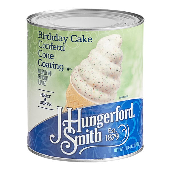 J. Hungerford Smith Birthday Cake Confetti Cone Shell Coating #10 Can - 3/Case