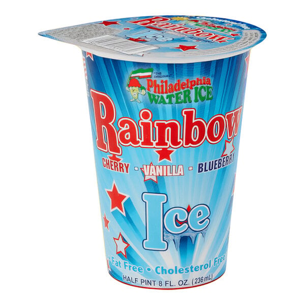 Philadelphia Water Ice Red, White, and Blue Italian Ice 8 oz. Cup - 12/Case