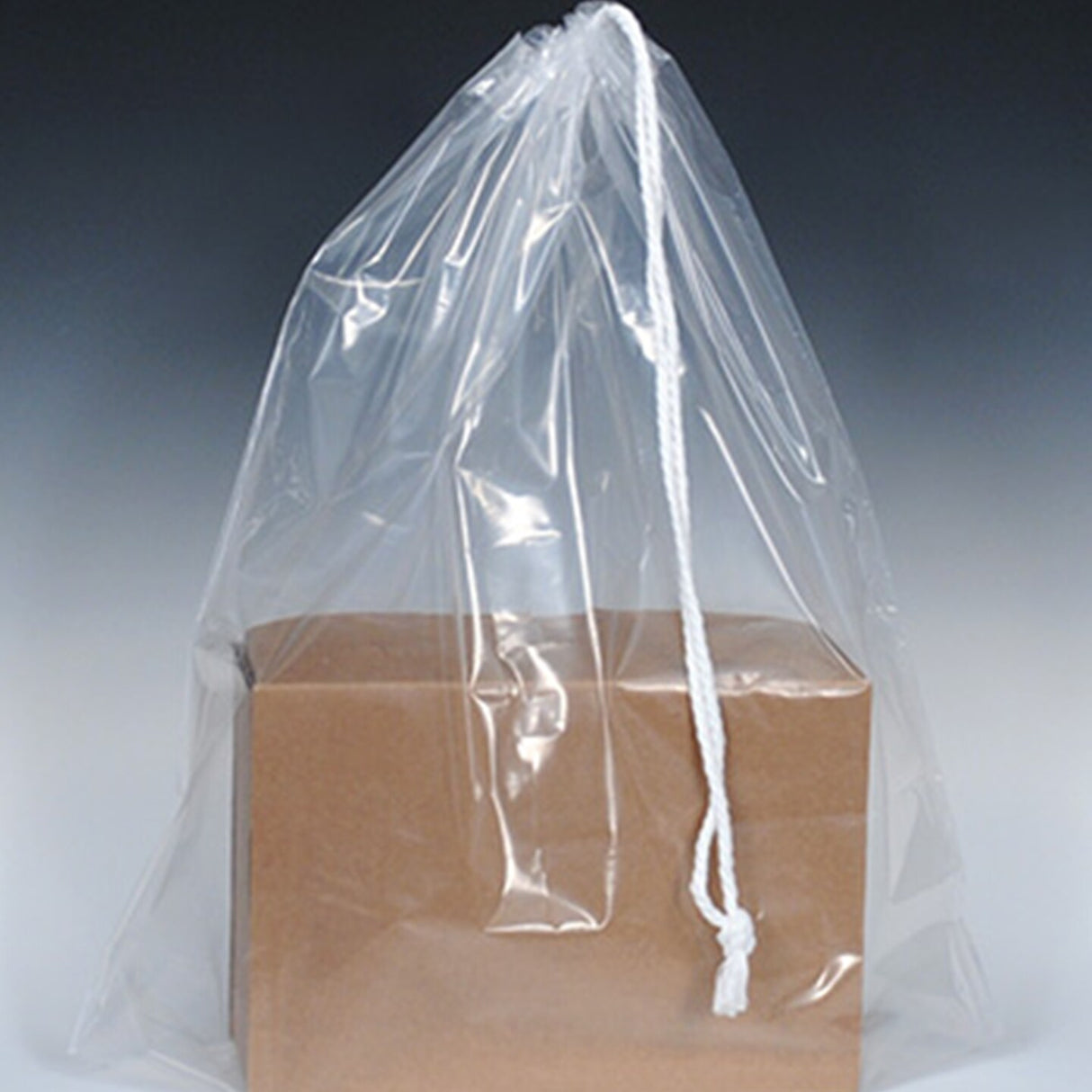 Poly Bag- Drawstring + 4" Bottom Gusset -18" x 19-1/2" Crystal Clear Palette
