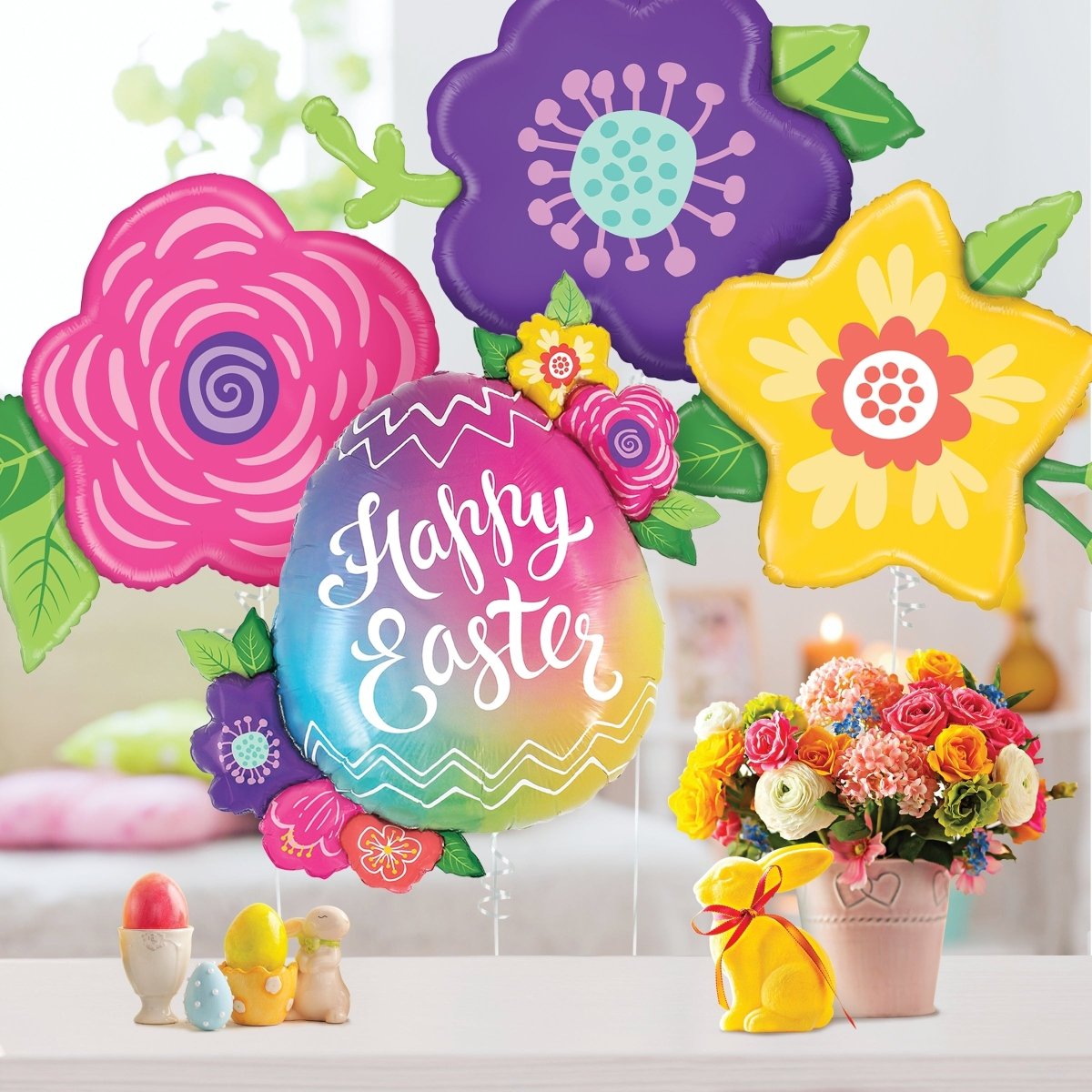 Easter Egg Flowers Foil Balloon