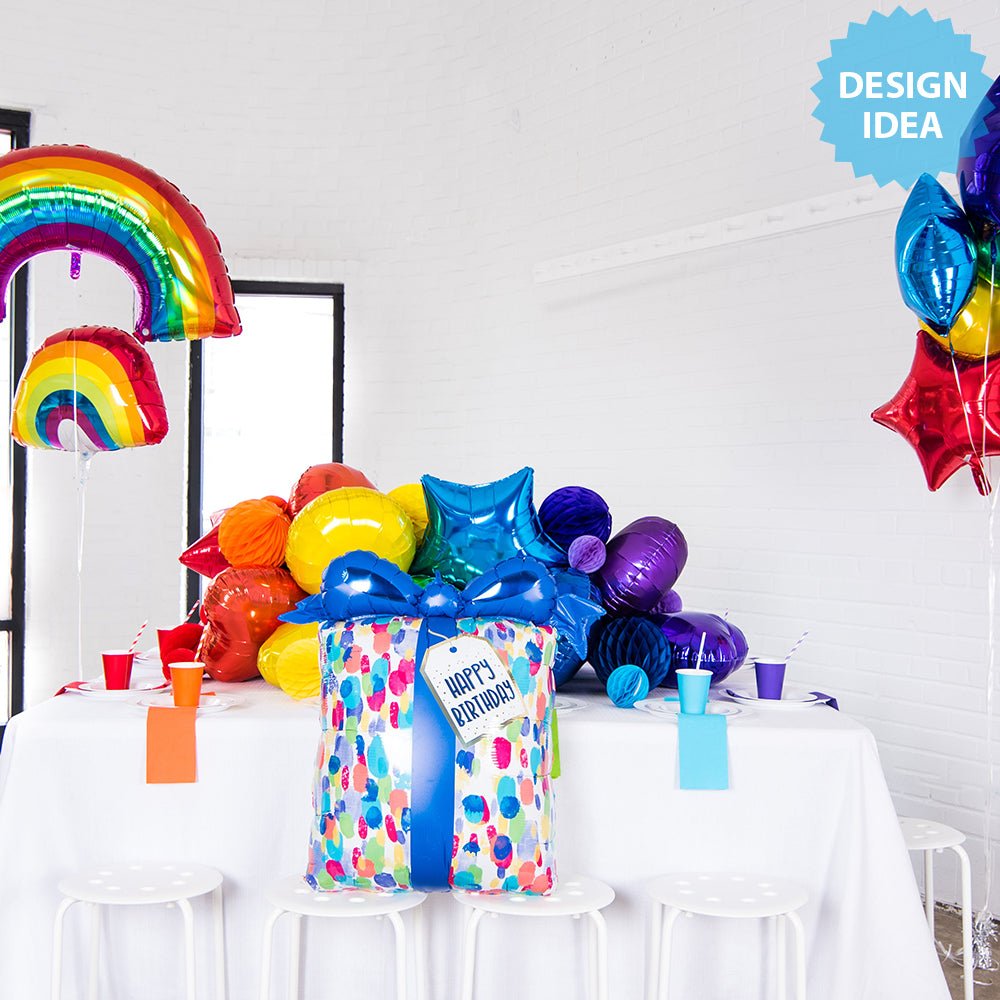 Birthday Foil Balloon 27 Inch Satin Painterly Dots