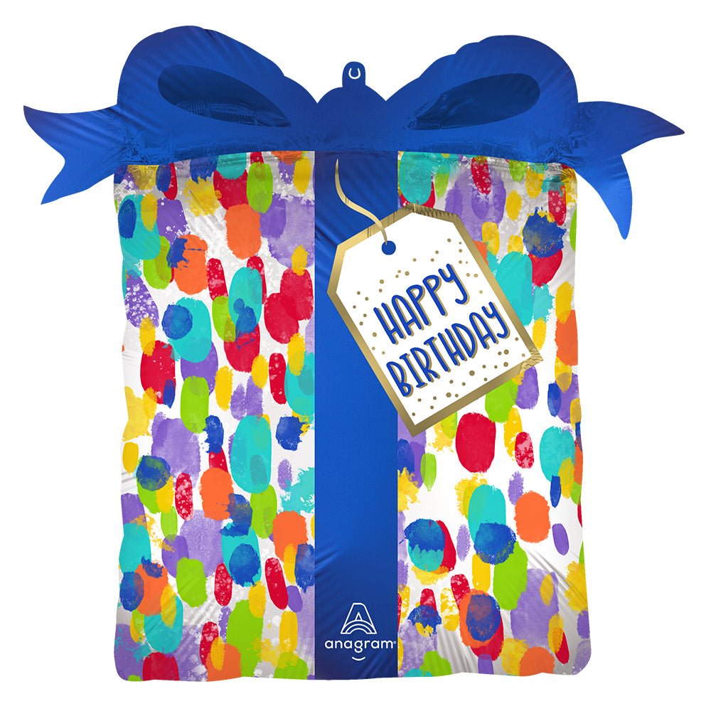Birthday Foil Balloon 27 Inch Satin Painterly Dots