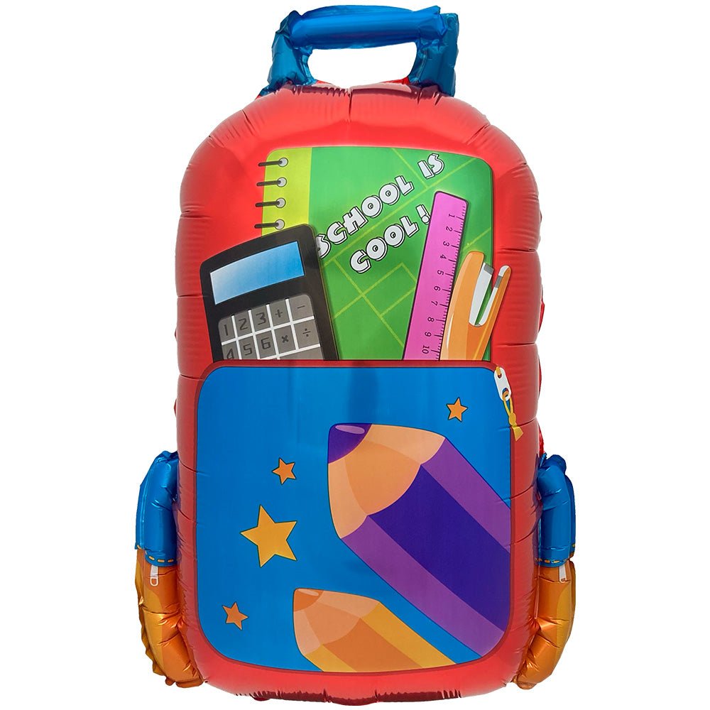 Foil Balloon School Is Cool Backpack Red