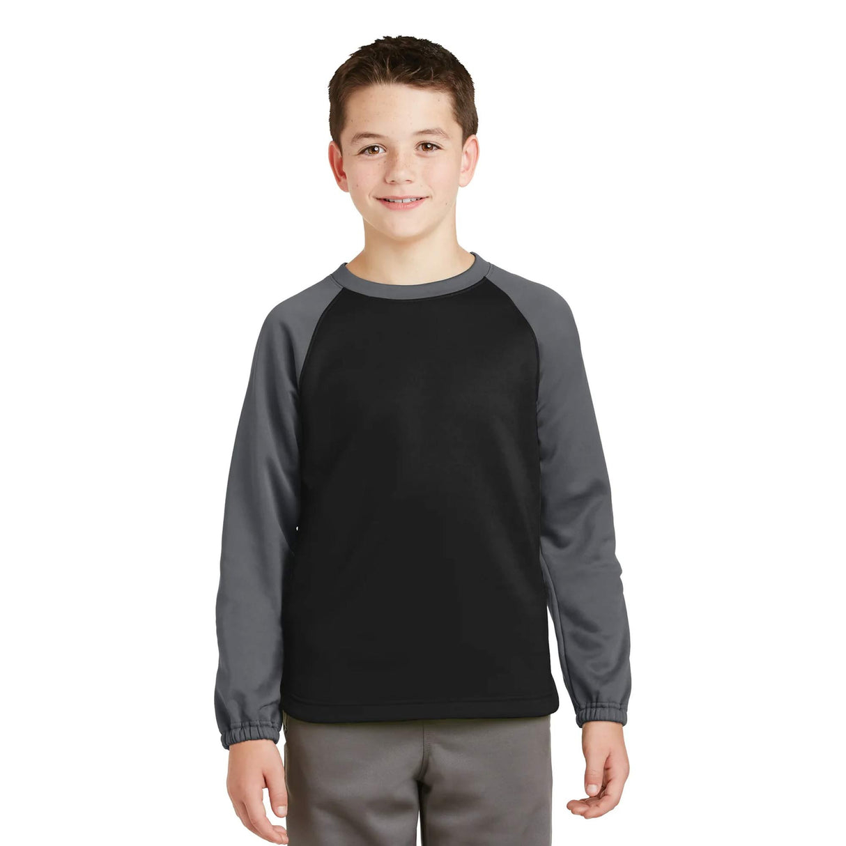 Sport-Tek® Youth Sport-Wick Raglan Colorblock Fleece Crewneck