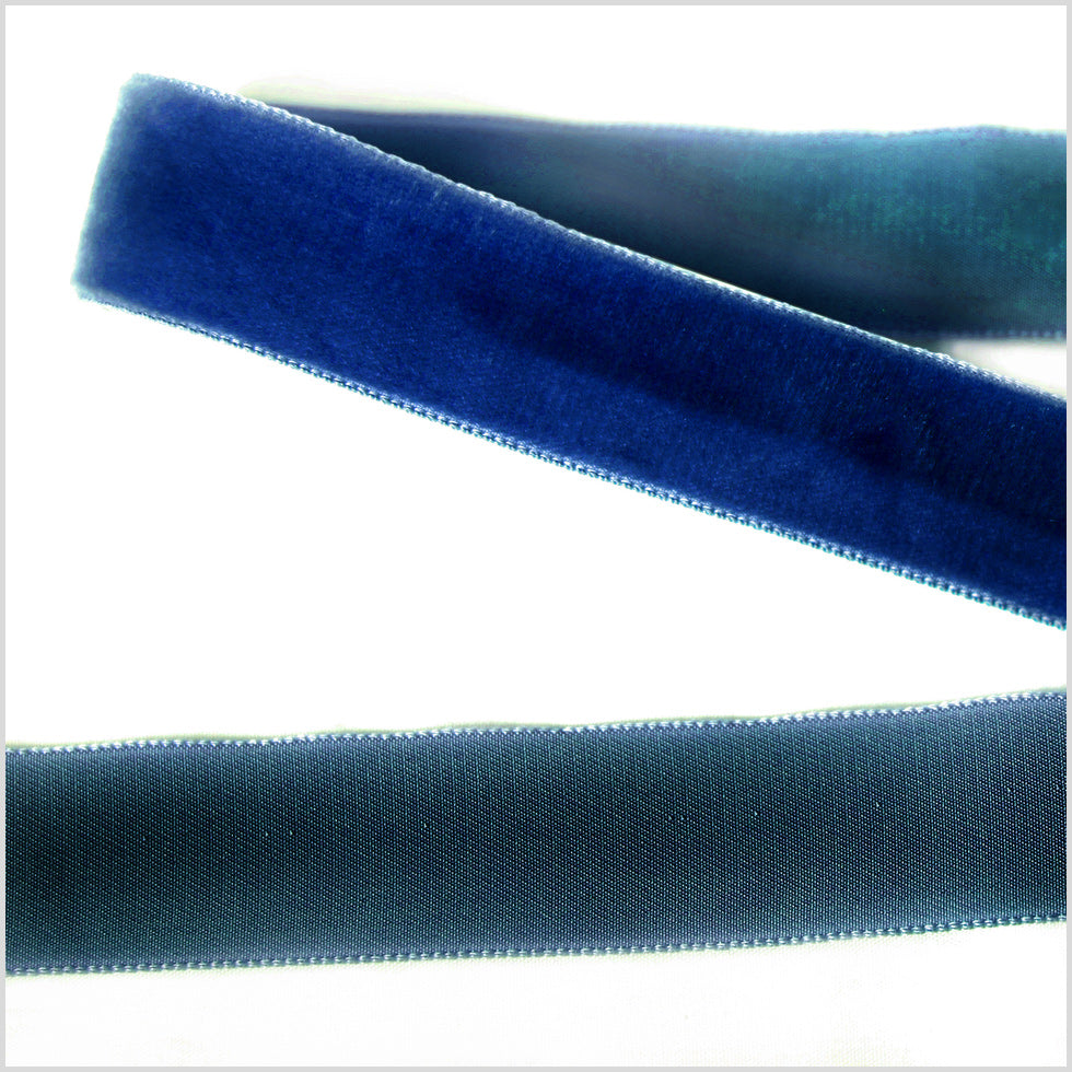 Single Faced Velvet Ribbon Made in Italy - 7/8" - Navy - Sabine Collection