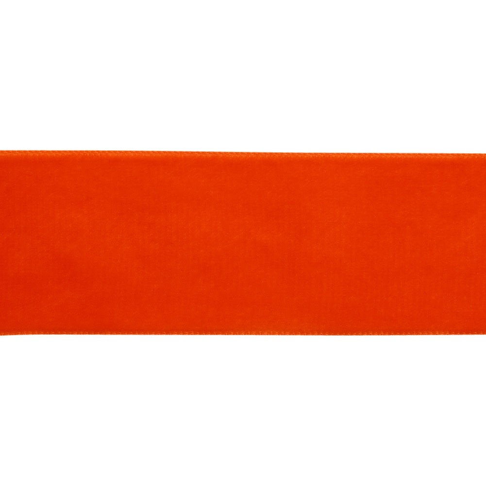 Single Faced Velvet Ribbon Made in Italy - 1.5" - Bright Orange - Sabine Collection