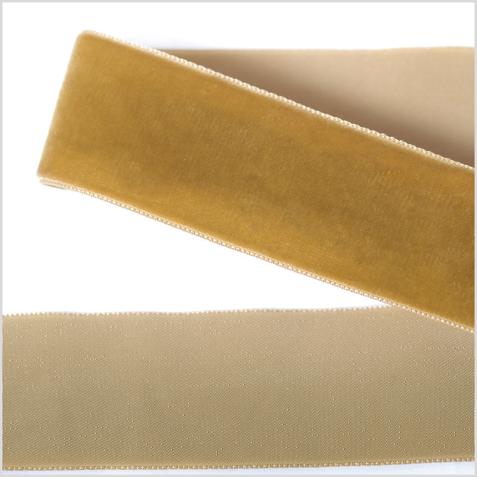 Single Faced Velvet Ribbon Made in Italy - 1.5" - Olive - Sabine Collection