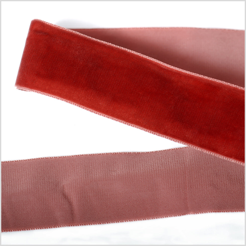 Single Faced Velvet Ribbon Made in Italy - 1.5" - Guava - Sabine Collection