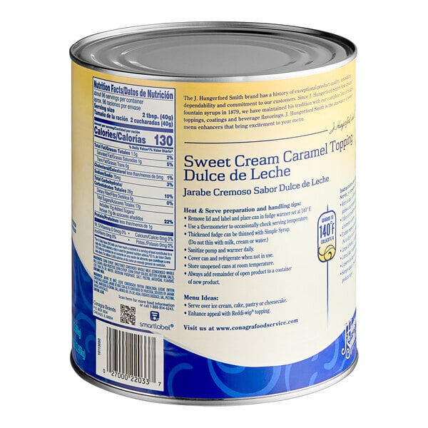 J. Hungerford Smith Dulce De Leche Topping #10 Can - 3/Case