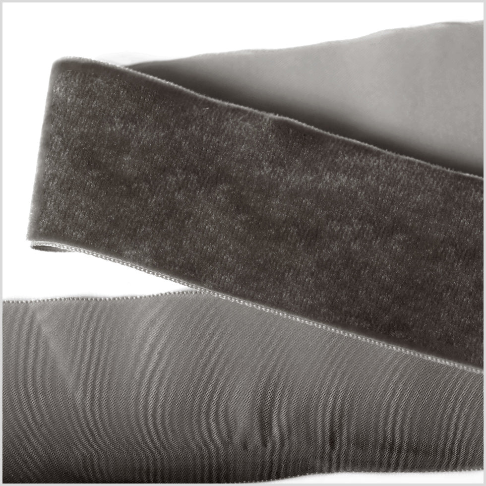 Single Faced Velvet Ribbon Made in Italy - 2" - Pewter - Sabine Collection