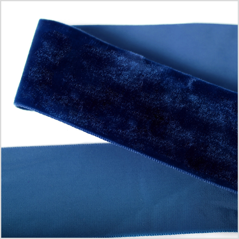 Single Faced Velvet Ribbon Made in Italy - 2" - Navy - Sabine Collection
