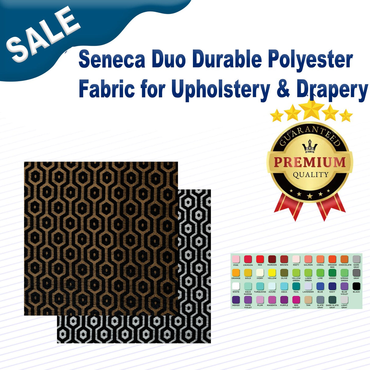 1 Yard Seneca Duo Durable Polyester Fabric for Upholstery & Drapery