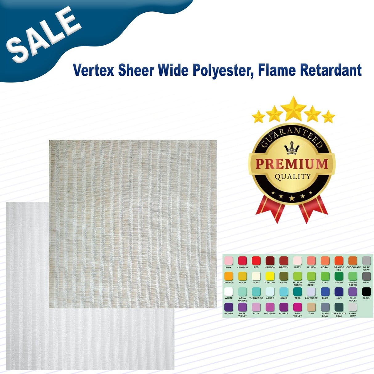 1 Yard Vertex Sheer Wide Polyester Flame Retardant