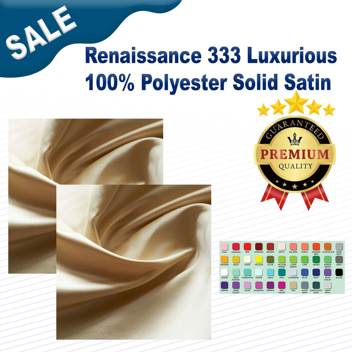 Renaissance 333 Luxurious 100% Polyester Solid Satin