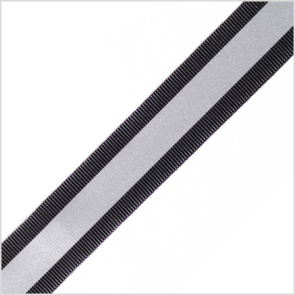 Black/Silver Grosgrain Ribbon - 1"