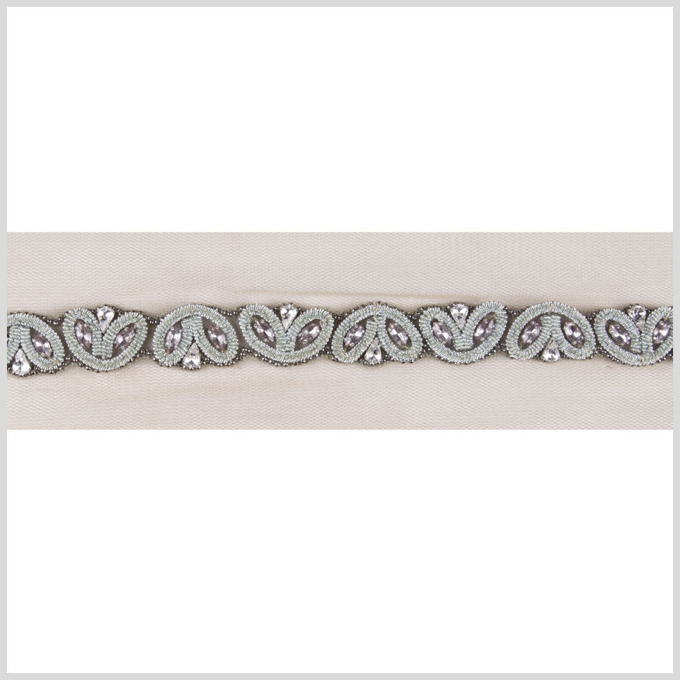 3/4" Beige/Silver Fancy Beaded Trim