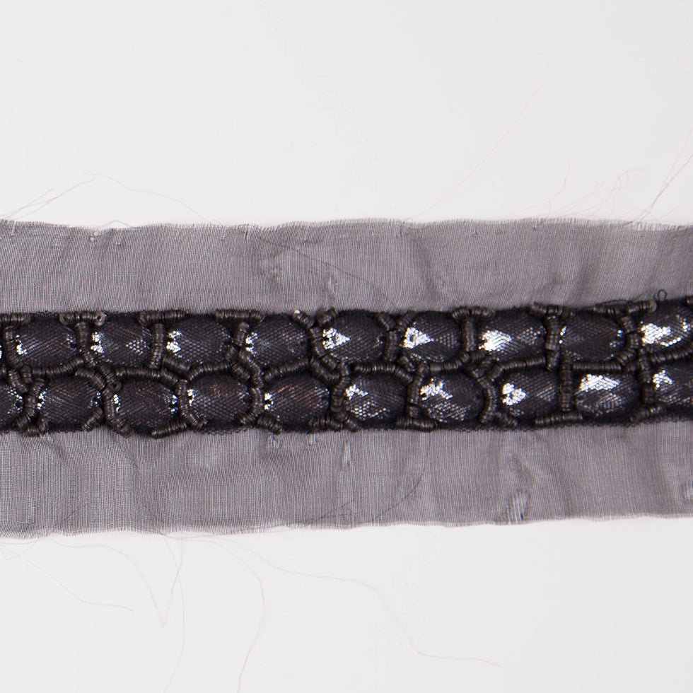 1.5" Black Silk Sequin Beaded Trim