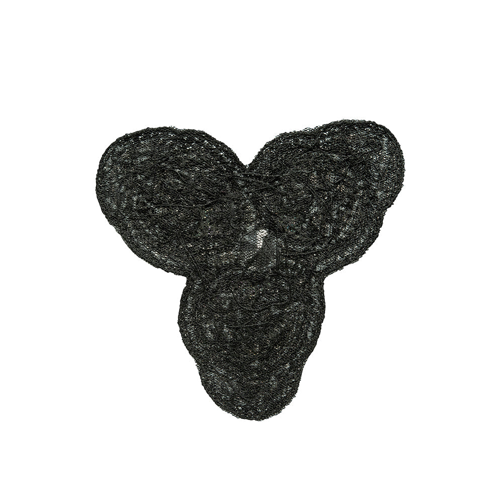 Gunmetal and Crystal Abstract Beaded Rhinestone Applique - 4.375" x 3.75"