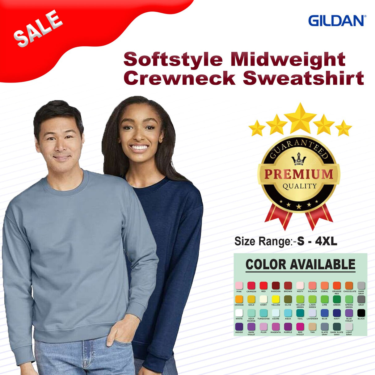 Gildan® Softstyle Midweight Crewneck Long Sleeve Sweatshirt