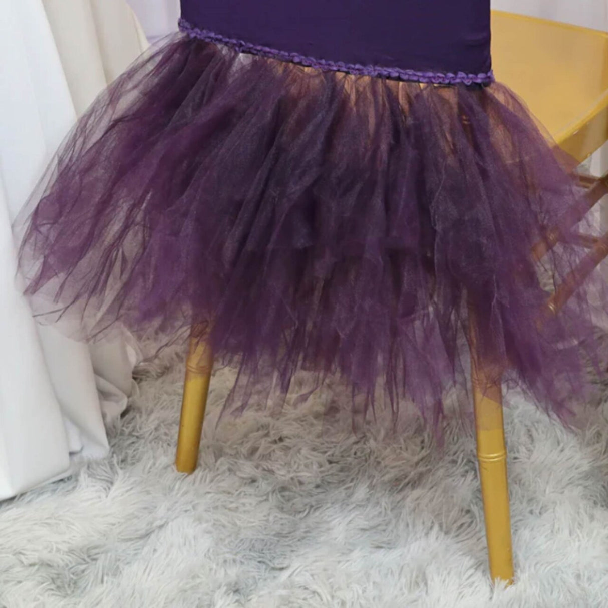 1 Piece Eggplant Stretch Spandex Chiavari Chair Cover with Graceful Ballerina Skirt
