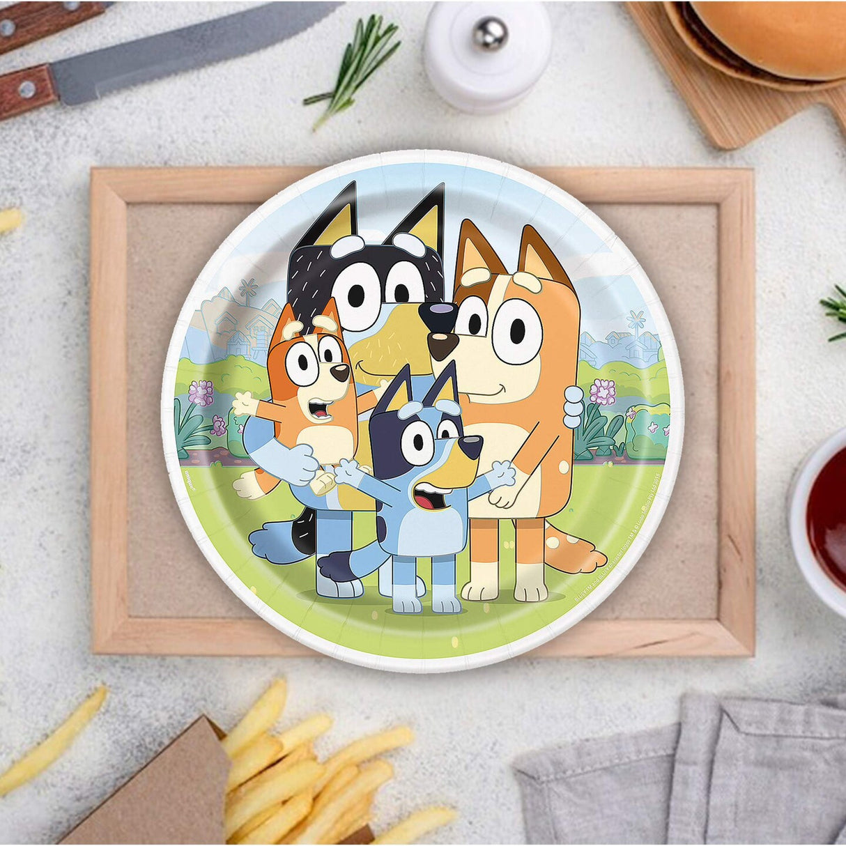 8 Count Bluey Paper Dinner Plates Kids Birthday Party Supplies Heeler Family Theme 9"