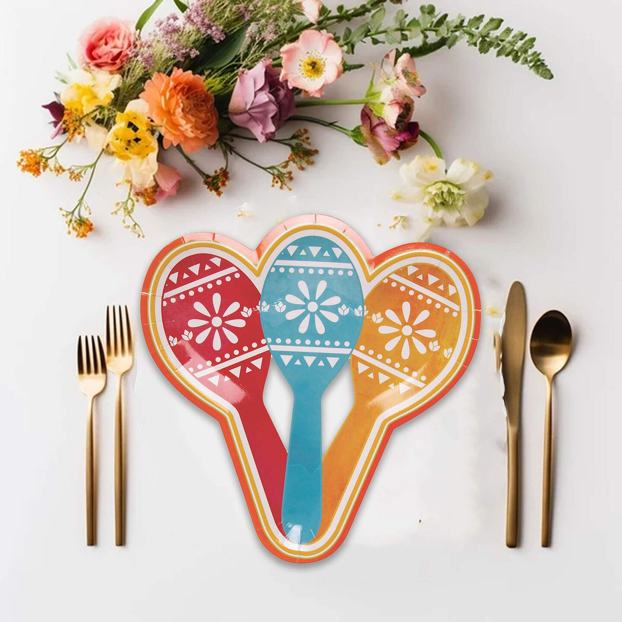 8 Count Let's Fiesta Maraca Shaped Paper Dessert Plates 7 1/4" x 7 1/2" – Colorful Party Supplies & Celebrations