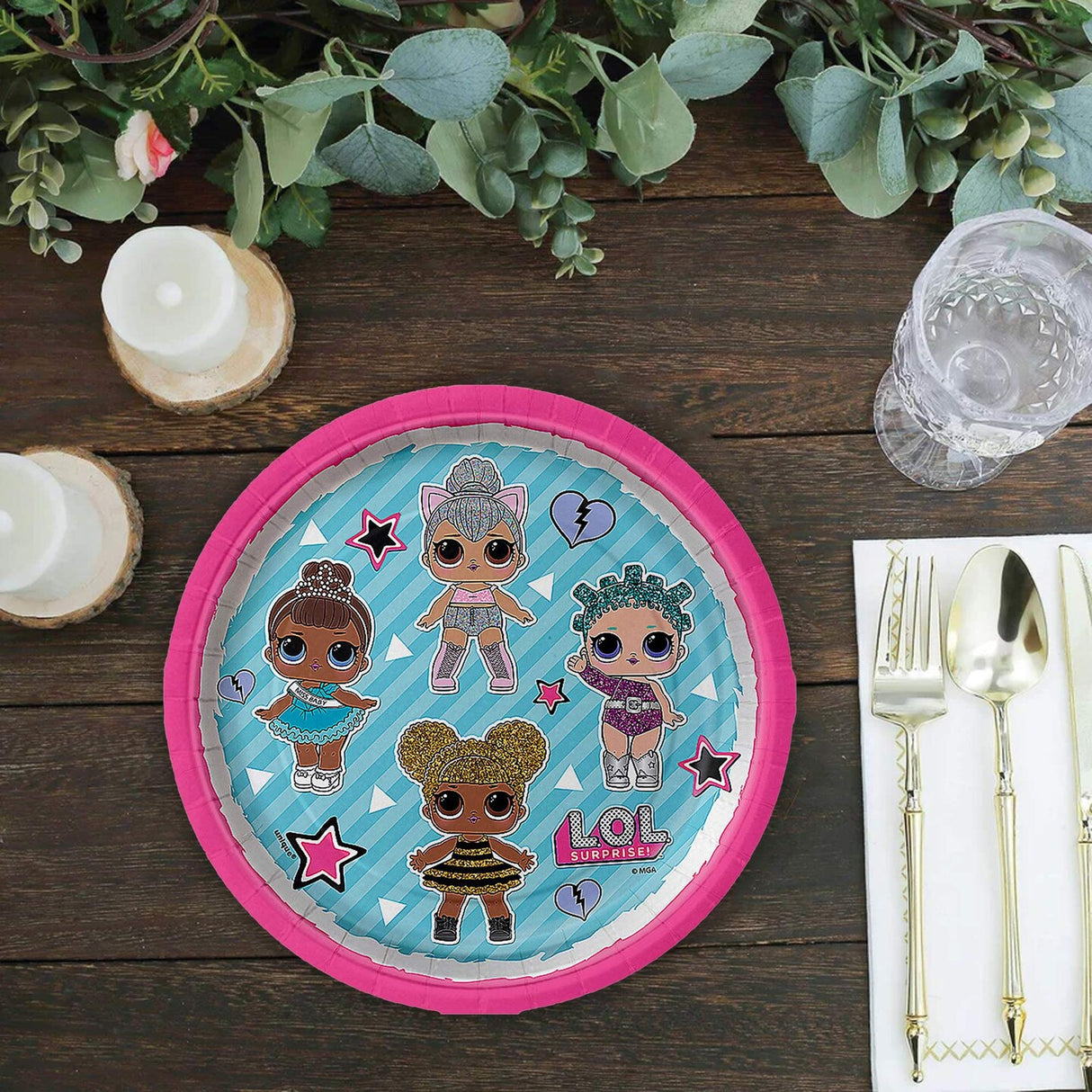 8 Count L.O.L. Surprise Party Paper Dessert Plates Disposable Tableware for Kids Birthday