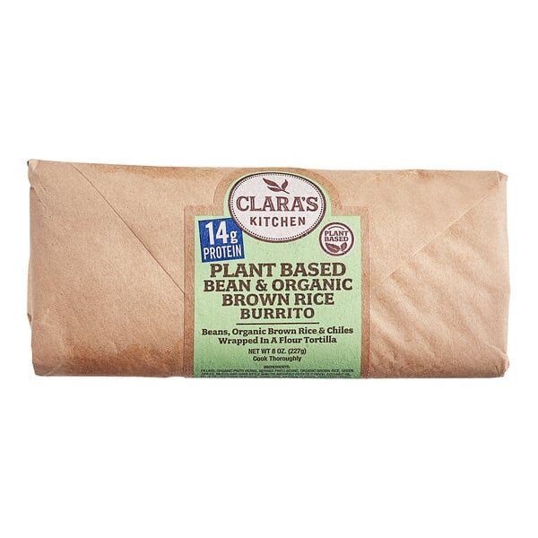 Clara's Kitchen Plant-Based Vegan Bean and Cheese Breakfast Burrito 8 oz. - 12/Case
