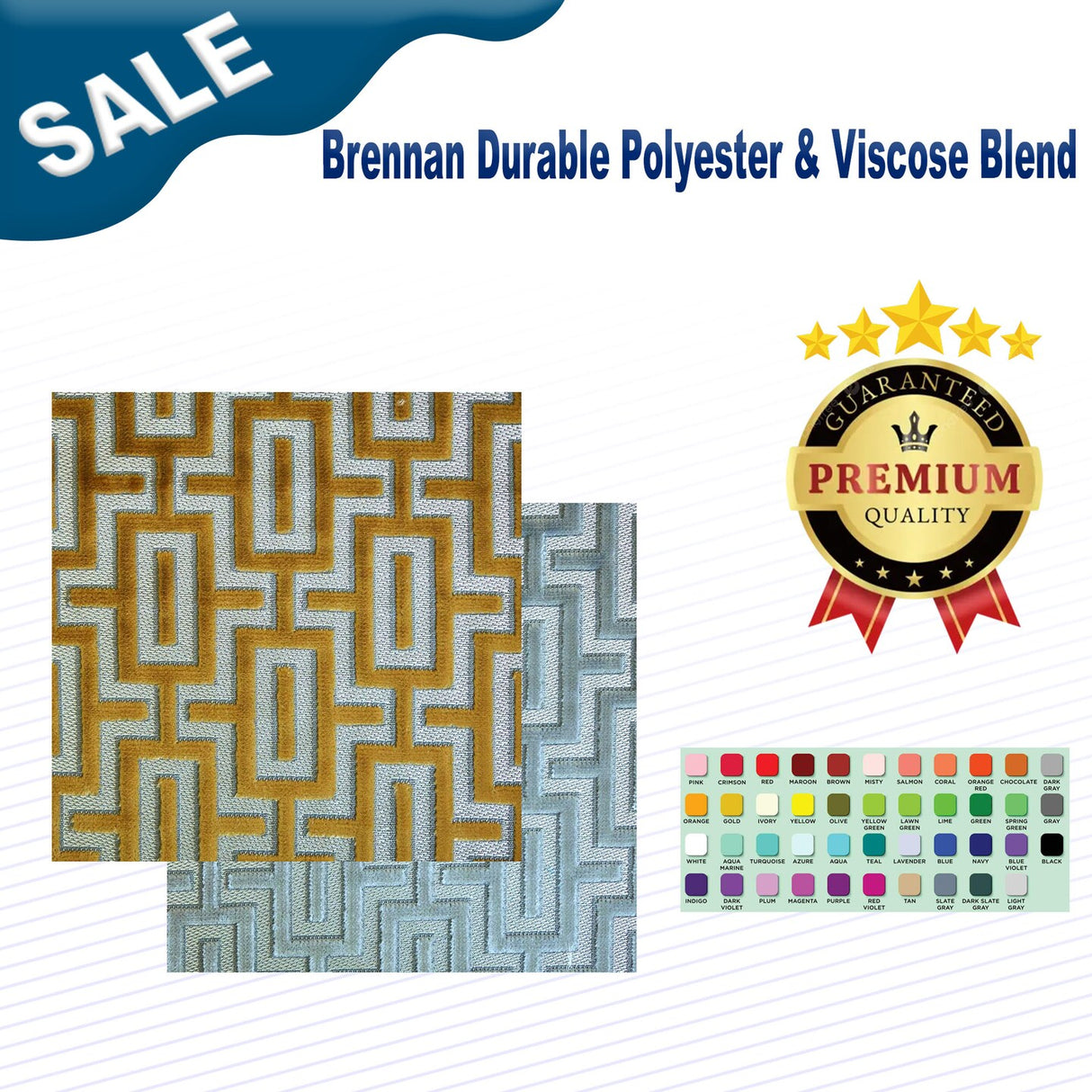 1 Yard Brennan Durable Polyester & Viscose Blend