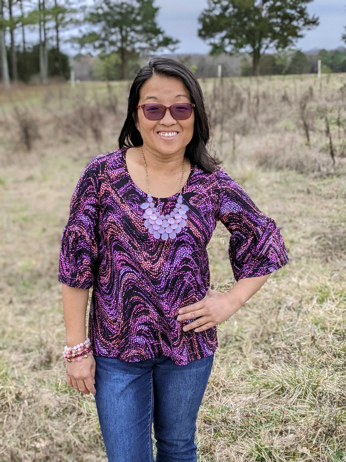 Swim Knit Nylon Spandex Jaguar Pebble Waves Purple/Pink