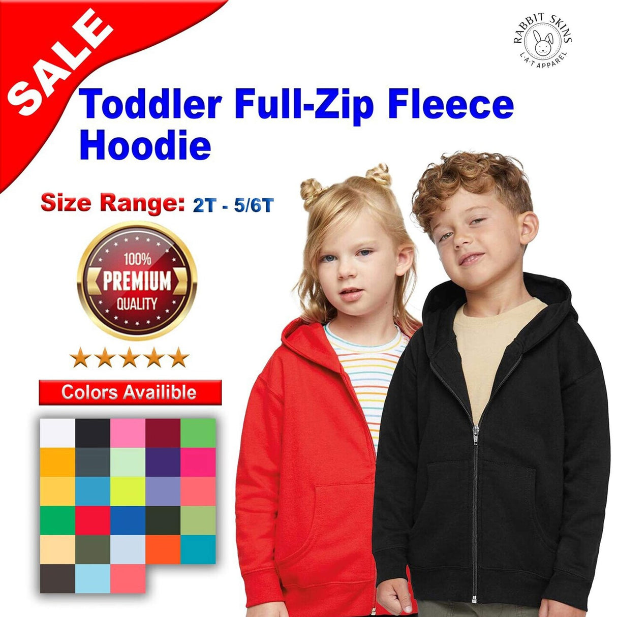 RADYAN® Toddler Full Zip Fleece Hoodie - 3346