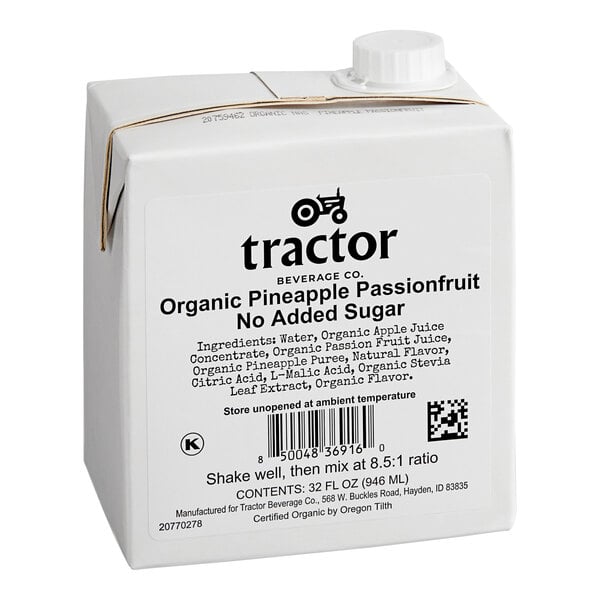 Tractor Beverage Co. Organic Pineapple Passion Fruit NSA Beverage 8.5:1 Concentrate 32 fl. oz. - 12/Case