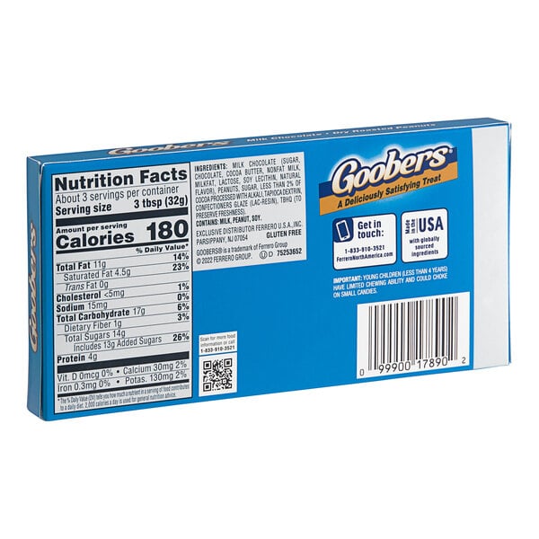 Goobers Milk Chocolate-Covered Peanuts Candy Box 3.5 oz. - 15/Case