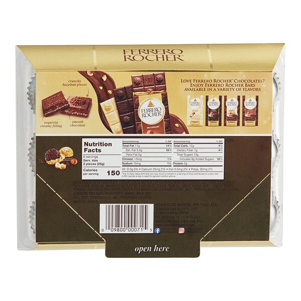 Ferrero Rocher Chocolate Hazelnut Pralines 12-Count - 12/Case