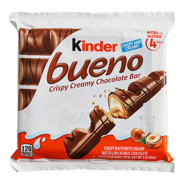 Kinder Bueno 4-Piece King Size Hazelnut Milk Chocolate Bar - 128/Case