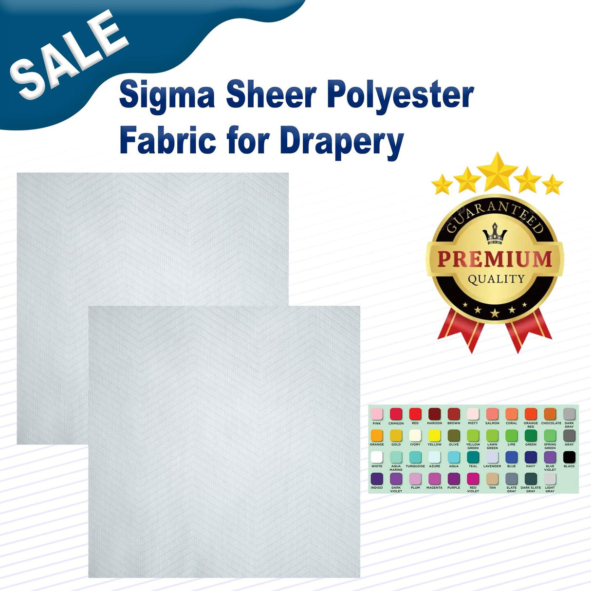1 Yard Sigma Sheer Polyester Fabric for Drapery