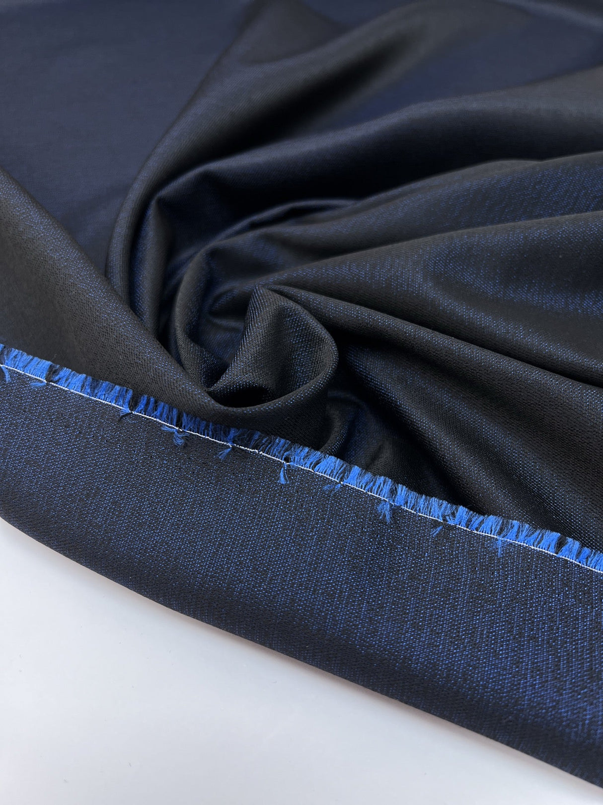 Wool Jacquard Changeant Fabric Blue Black